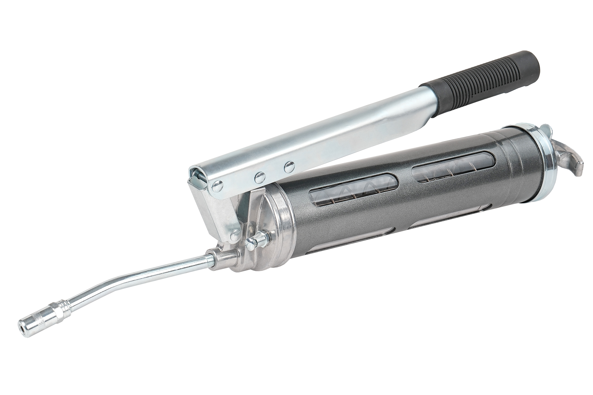 Шприц двухплунжерный для густой смазки с окнами в тубе, 400 мл
