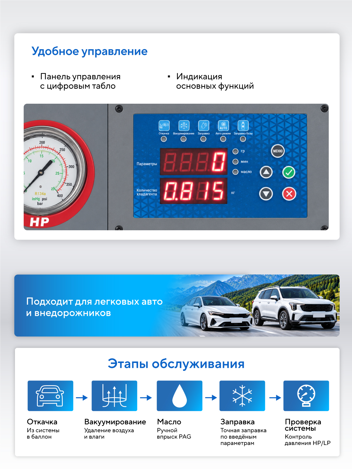 Установка полуавтоматическая для заправки автомобильных кондиционеров
