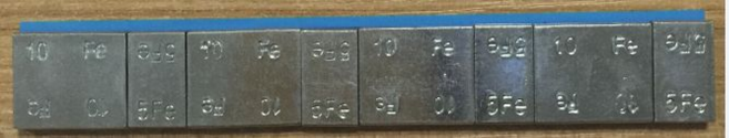 Грузики самоклеящиеся (4х5+4х10 г) Fe квадратные L=14 см, 50 лент