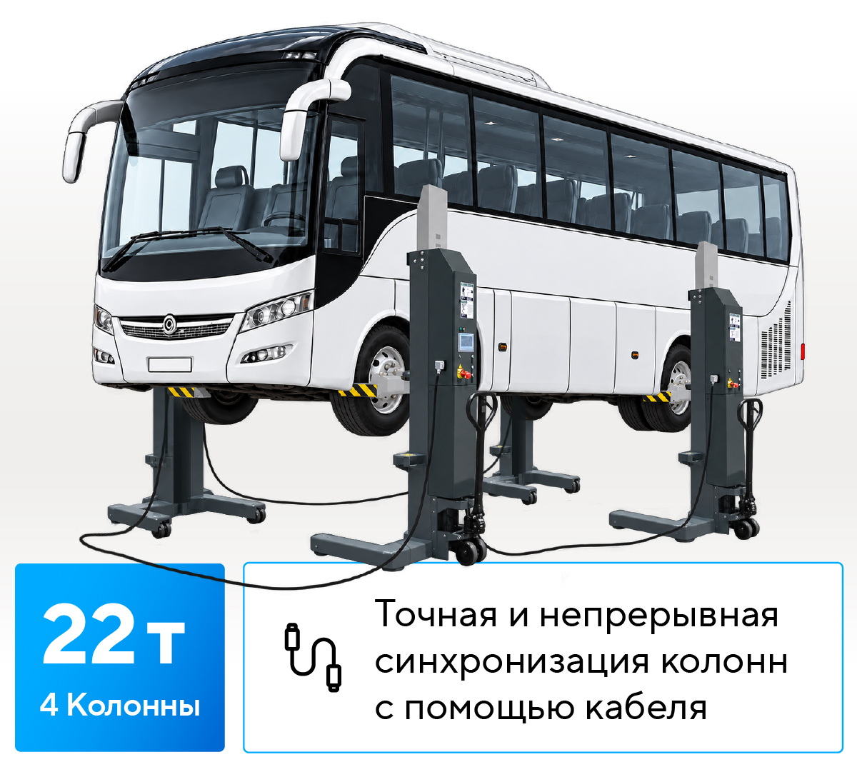 Подъемник подкатной, электрогидравлический, проводная связь (комплект 4 шт.)