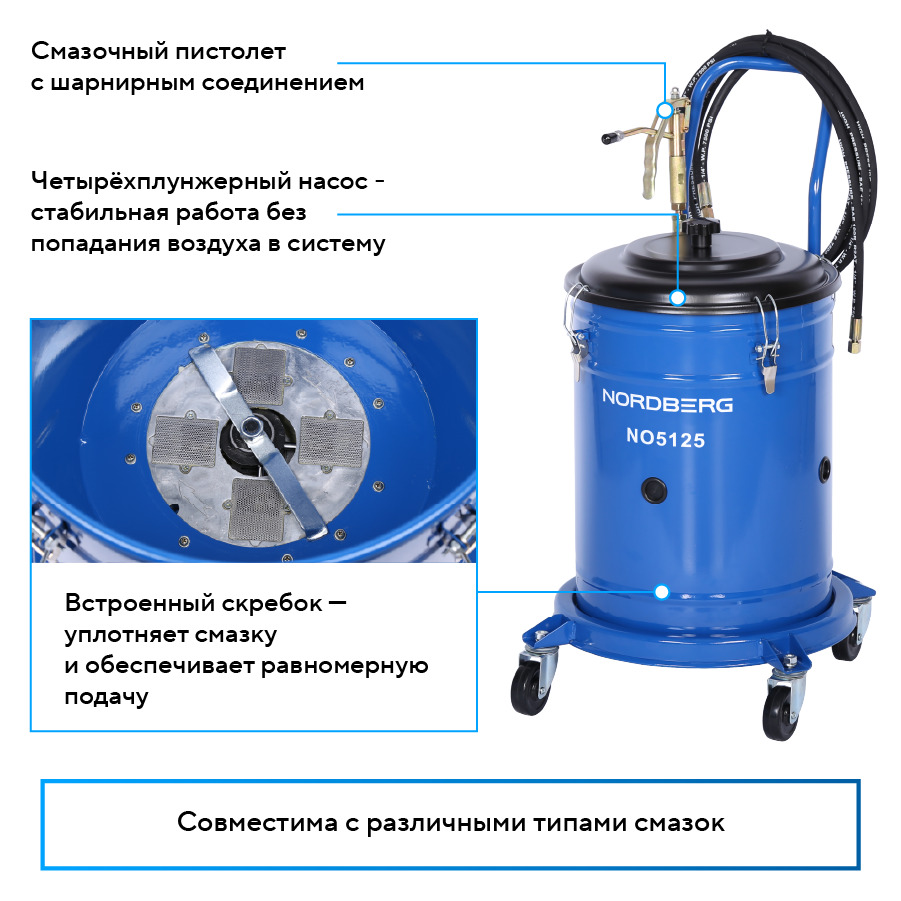 Установка электрическая для раздачи густой смазки с баком, 25 л